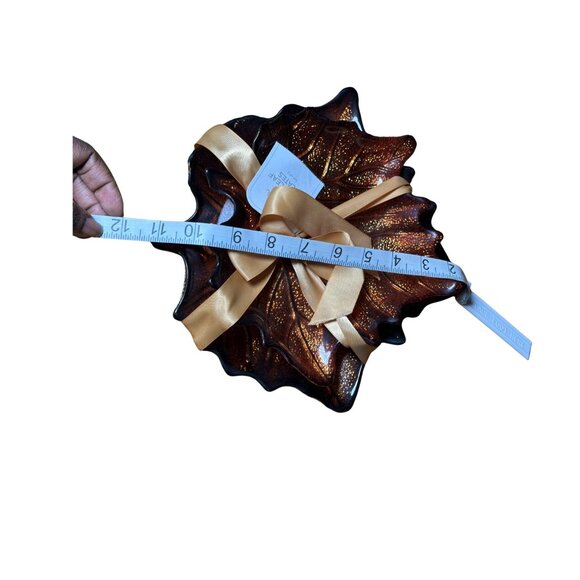 Vintage Hallmark Autumn Glass Leaf Plates, NWT Set of 2, Fall Decor, Thanksgivin - Picture 3 of 5